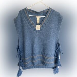 NWT* Free People All Star Stripe Poncho Jacket Vest with Tassles O/S